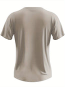 Camiseta casual de manga curta de verão para homens, estampa de gato fofo tocando trompete, decote redondo, ajuste confortável e simples, parte superior versátil para uso diário ao ar livre