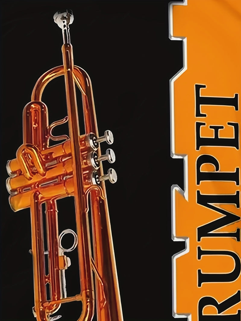 Camiseta Com Design Dividido Em Preto E Laranja, Com Impressão 3D De Instrumento Musical Masculino, Para Amantes De Trompete, Com Gola Redonda E Mangas Curtas, Ideal Para O Verão Ao Ar Livre.