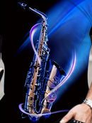 Camiseta estilosa com padrão digital 3D de saxofone para homens, gola redonda e mangas curtas, tops elegantes e modernos para usar ao ar livre no verão