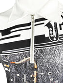 Camisetas gráficas com zíper de mangas curtas casuais para homens, com elementos musicais, gola lapela, blusas de pulôver, roupas masculinas para o verão