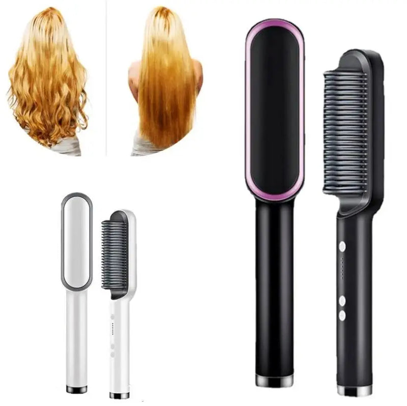 Escova Alisadora 5 em 1 - Alisa, Hidrata, Modela, Alinha e Anti- Frizz.