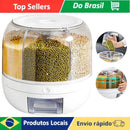 Distribuidor rotativo de 6 divisões selado para cereais secos, feijão, arroz, panela elétrica, recipiente para alimentos de cozinha