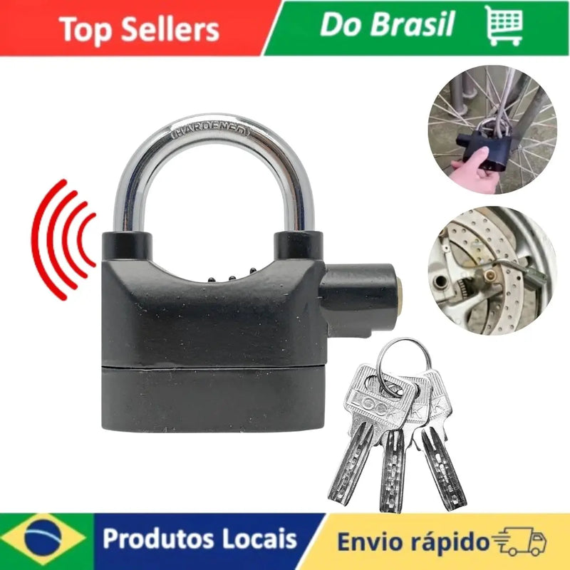 Cadeado anti-roubo com alarme sonoro, resistente à chuva