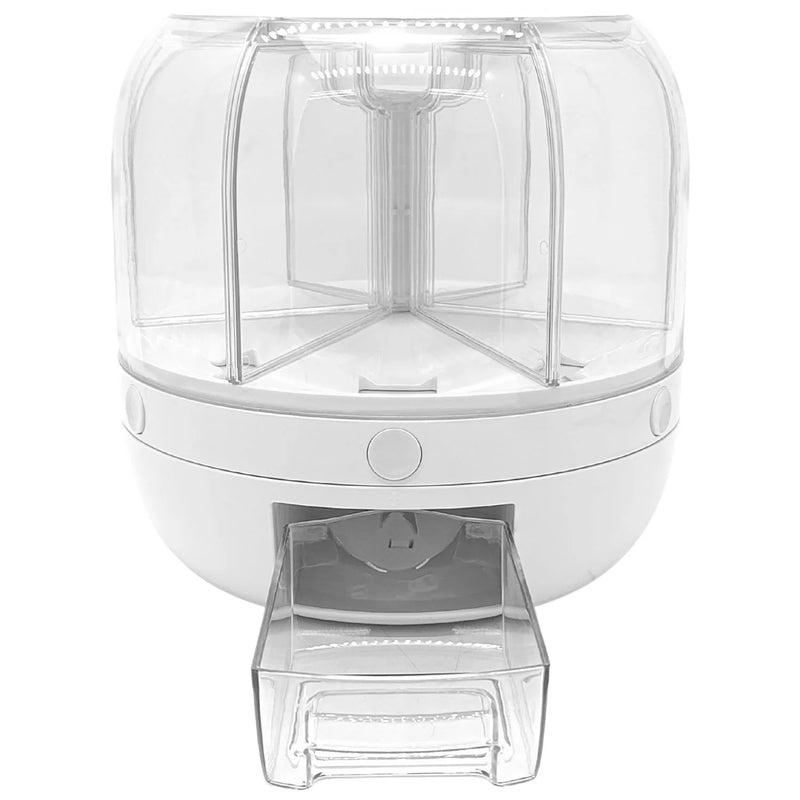 Distribuidor rotativo de 6 divisões selado para cereais secos, feijão, arroz, panela elétrica, recipiente para alimentos de cozinha