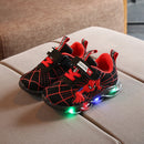 Tênis LED Spiderman para crianças,calçados esportivos para crianças,Sapatos para Meninos e Meninas com luz LED, quente, tamanho 21-30