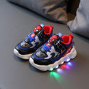 Tênis LED Spiderman para crianças,calçados esportivos para crianças,Sapatos para Meninos e Meninas com luz LED, quente, tamanho 21-30