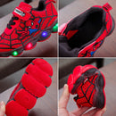 Tênis LED Spiderman para crianças,calçados esportivos para crianças,Sapatos para Meninos e Meninas com luz LED, quente, tamanho 21-30
