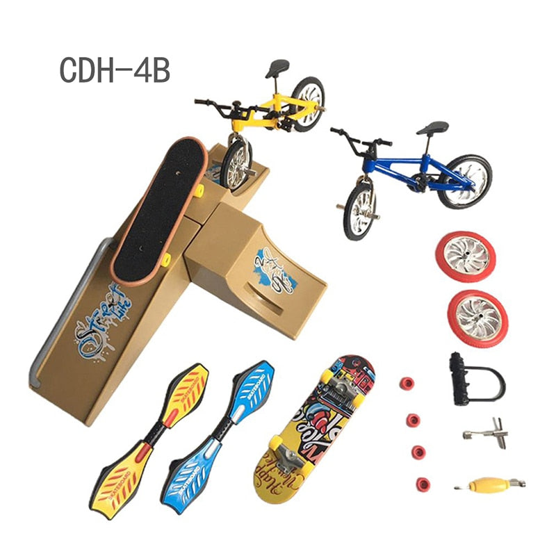 Brinquedos de Scooter de Dedo,de Duas Rodas,Mini Skates Conjuntos de Peças de Rampa,Dedo Bmx,Dedo Fingerboard,Deck de Skate,Brinquedos do Momento.