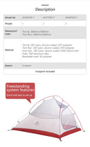 Barraca de Camping,Tenda para 2 Pessoas Ultraleve 20D para Acampamento,Pescas, à Prova D'água.