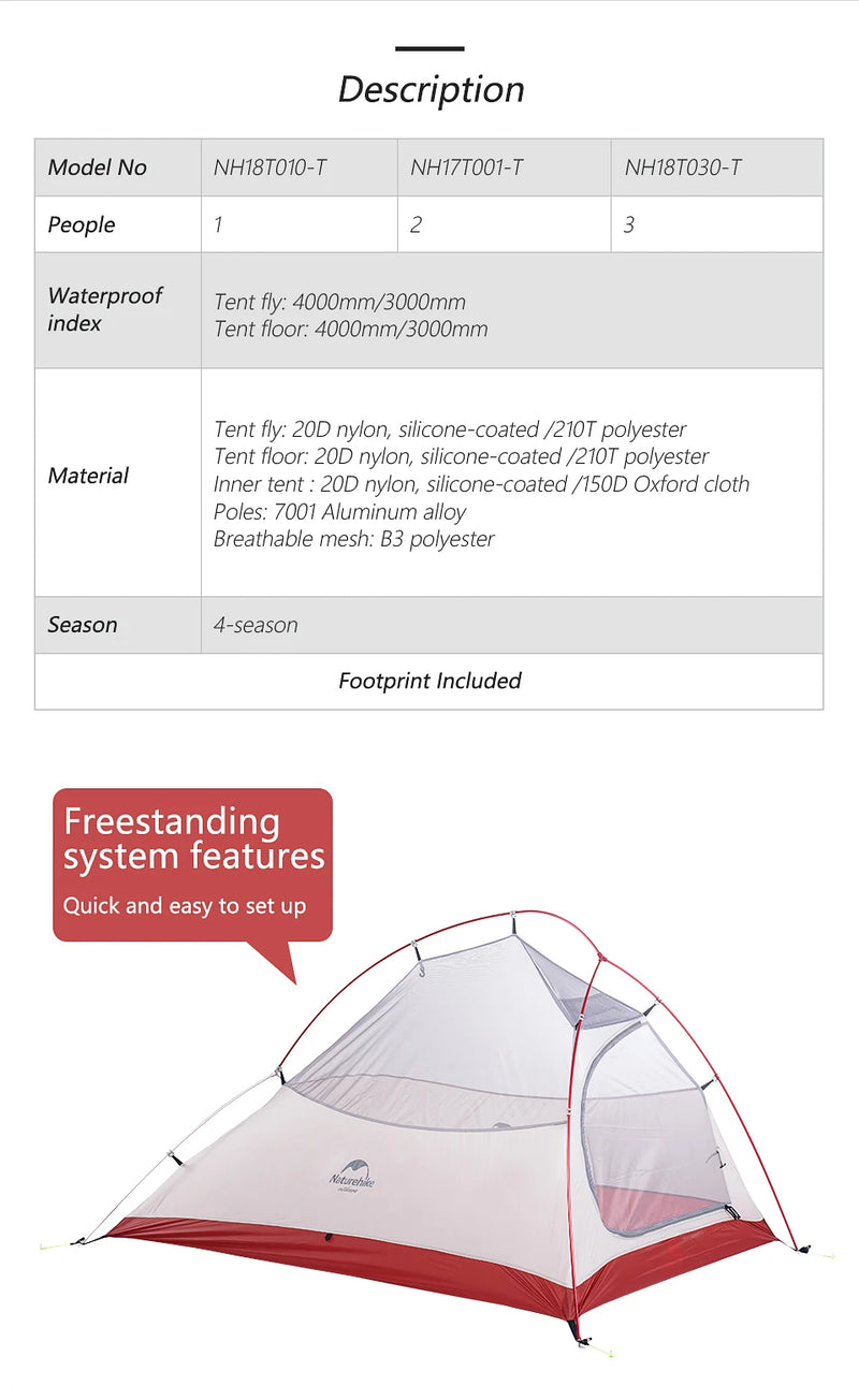 Barraca de Camping,Tenda para 2 Pessoas Ultraleve 20D para Acampamento,Pescas, à Prova D'água.