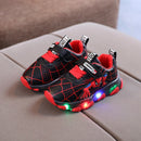 Tênis LED Spiderman para crianças,calçados esportivos para crianças,Sapatos para Meninos e Meninas com luz LED, quente, tamanho 21-30