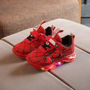 Tênis LED Spiderman para crianças,calçados esportivos para crianças,Sapatos para Meninos e Meninas com luz LED, quente, tamanho 21-30