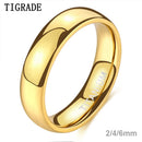 Anel TIGRADE de titânio, 2 mm, 4 mm e 6 mm, banhado a ouro 14K, com acabamento polido e formato de cúpula, para homens e mulheres, tamanho único (3 a 13,5).