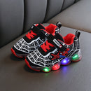 Tênis LED Spiderman para crianças,calçados esportivos para crianças,Sapatos para Meninos e Meninas com luz LED, quente, tamanho 21-30