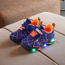 Tênis LED Spiderman para crianças,calçados esportivos para crianças,Sapatos para Meninos e Meninas com luz LED, quente, tamanho 21-30
