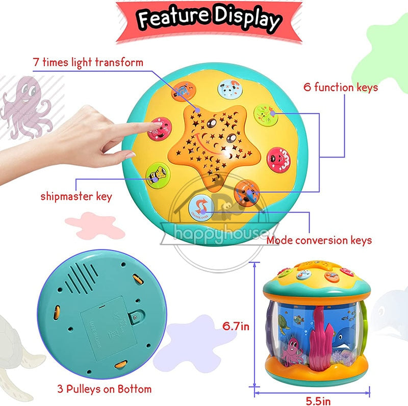 Brinquedos Para Bebê,Brinquedo Musical,Bebês Oceano Rotativo Brinquedos Educativos Com Música Luz