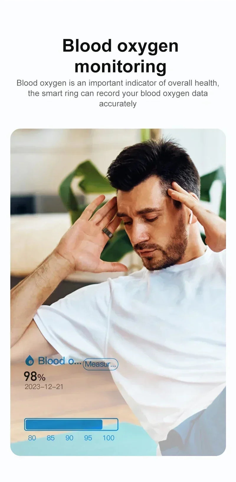 Anel Inteligente R02,À Prova D 'Água, Pressão Arterial, Oxigênio, Sono, Freqüência Cardíaca,Monitoramento Múltiplos, Modos Esportivos para Homens e Mulheres.