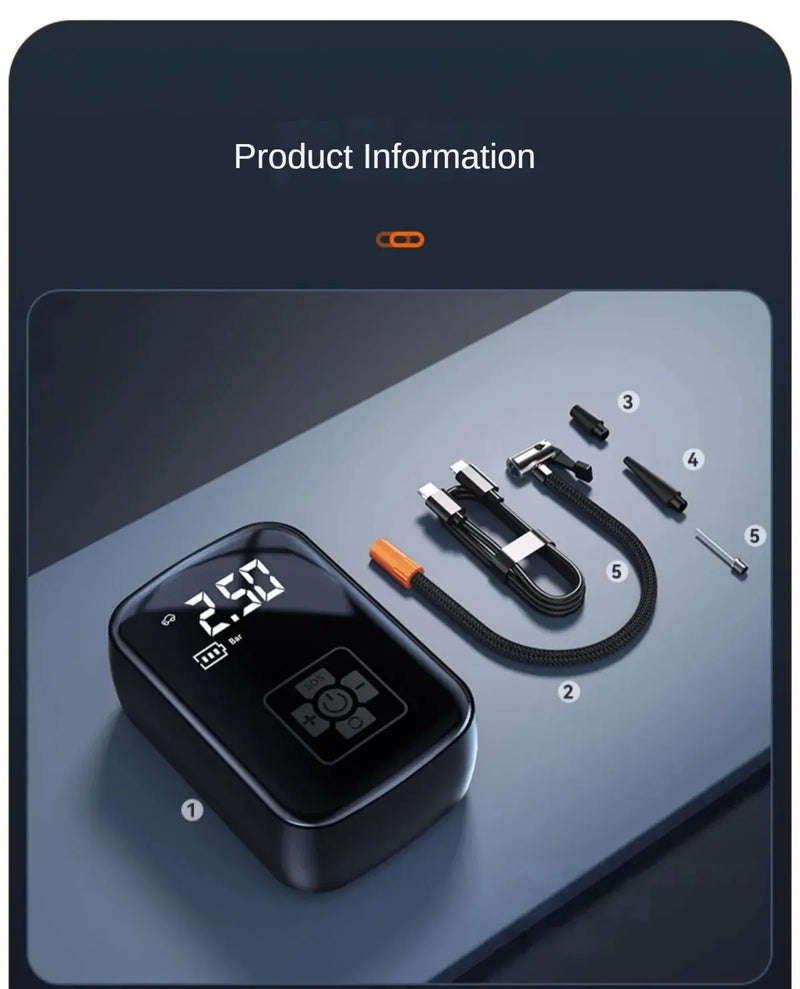 ⚽️🛞Compressor de ar portátil sem fio, bomba elétrica para inflar pneus de carros, motocicleta, bicicleta, barco, bolas⭐🚴