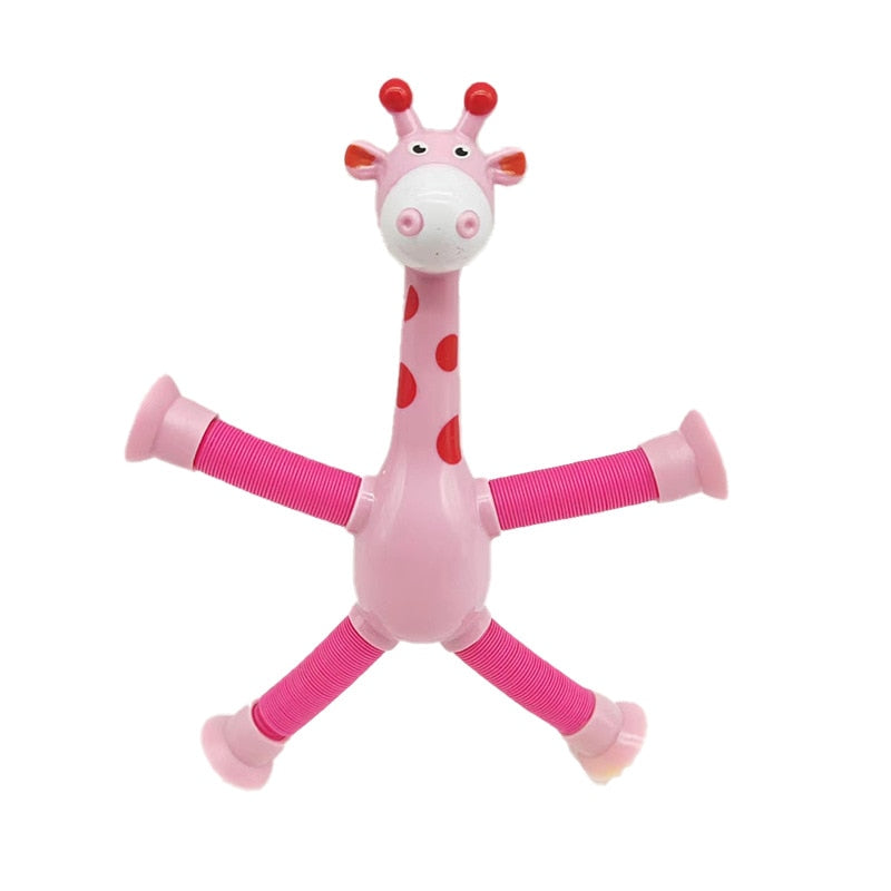 Girafa Ventosa Pop Tubos para Crianças, Telescópica Girafa Fidget Brinquedos,Fole sensorial, Anti-Stress Squeeze Toy, alívio do estresse