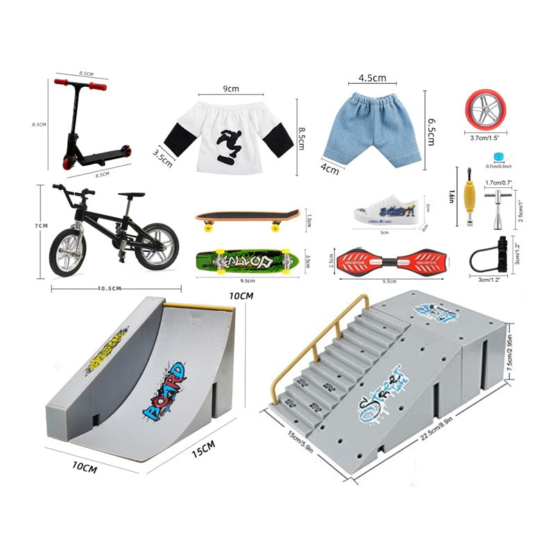 Brinquedos de Scooter de Dedo,de Duas Rodas,Mini Skates Conjuntos de Peças de Rampa,Dedo Bmx,Dedo Fingerboard,Deck de Skate,Brinquedos do Momento.