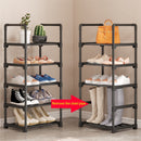 Sapateira simples multi-camada, calçado montado de bricolage, organizador de espaço, suporte preto, prateleira da sala de estar