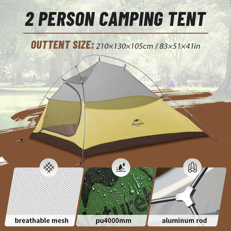 Barraca de Camping,Tenda para 2 Pessoas Ultraleve 20D para Acampamento,Pescas, à Prova D'água.