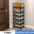 Sapateira simples multi-camada, calçado montado de bricolage, organizador de espaço, suporte preto, prateleira da sala de estar