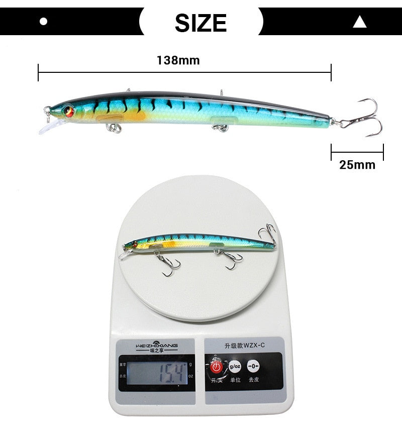 Iscas de Pesca Que Afunda,Ultra Longas, Para Água Salgada,Mar,Rios,Iscas Grandes,Iscas Duras,Acessório de Pesca.