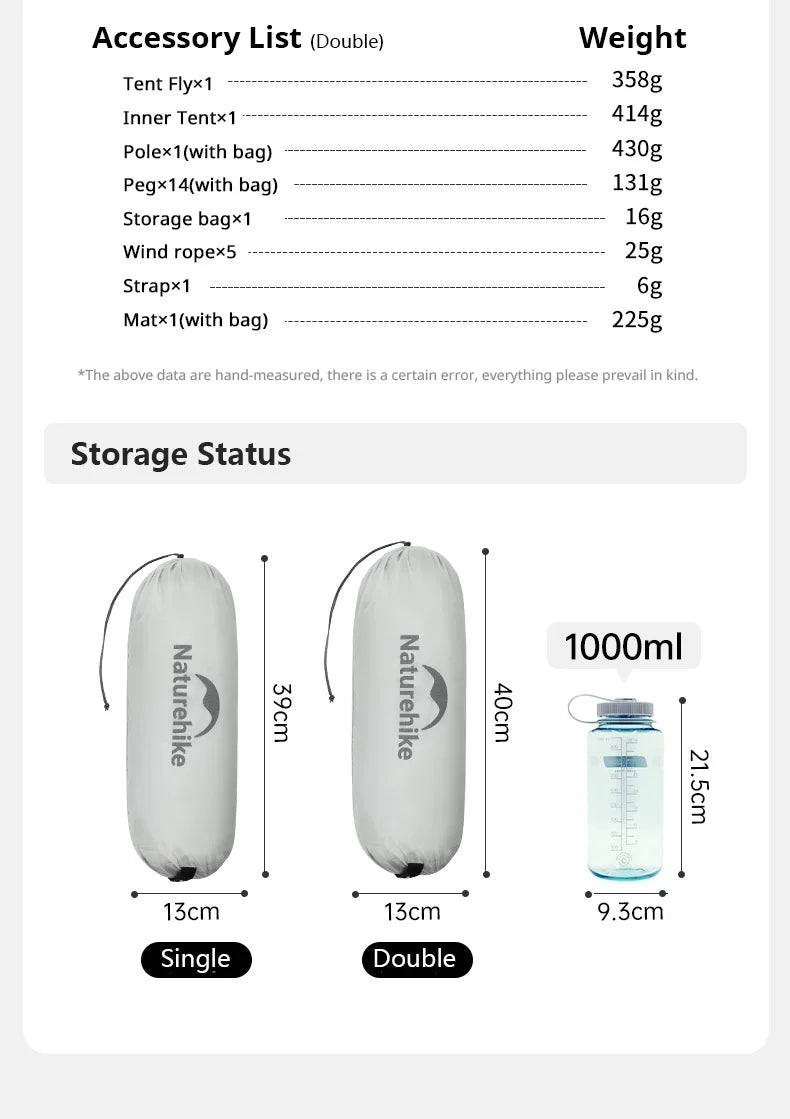 Barraca de Camping,Tenda para 2 Pessoas Ultraleve 20D para Acampamento,Pescas, à Prova D'água.