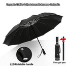 Guarda-chuva Dobrável Reverso Totalmente Automático com Lanterna LED 10 Costelas à Prova de Vento Reflexiva Listra UV Guarda-chuva Dobrável Para Sol ou Dia de Chuva