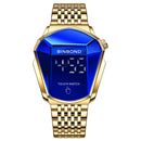 Relógio de quartzo aço luminoso banda malha relógio Touch Screen preto tecnologia relógio