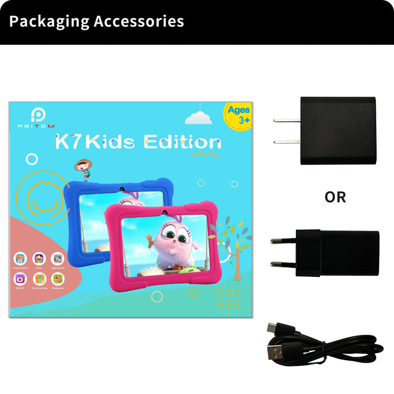 Tablet Quad Core Android 10 32GB WiFi Bluetooth Software educacional instalado,PRITOM 7 Polegadas