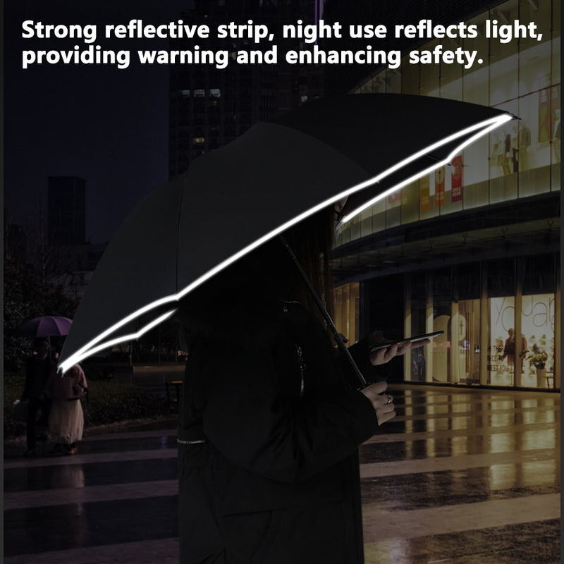 Guarda-chuva Dobrável Reverso Totalmente Automático com Lanterna LED 10 Costelas à Prova de Vento Reflexiva Listra UV Guarda-chuva Dobrável Para Sol ou Dia de Chuva