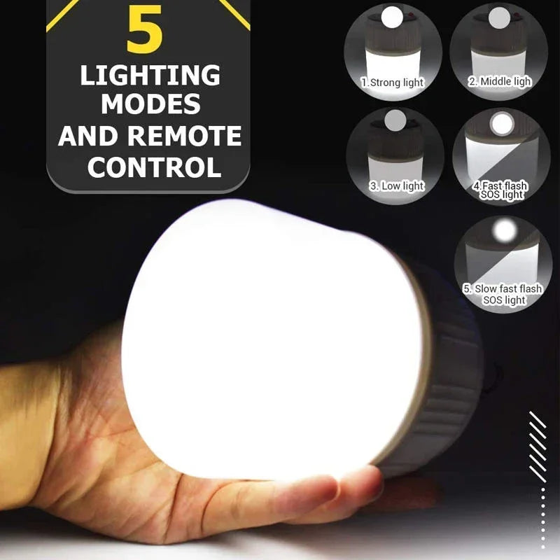 Lâmpada LED a luz solar de 100 W para áreas externas,portátil,recarregável por USB,com gancho para acampamento,serve para iluminar barraca ,é à prova d'água e economizadora de energia