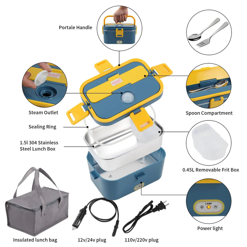 Marmita Aquecedora de Alimentos de 80W Portátil,Recipiente de 1,8L