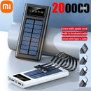 Xiaomi-Banco de Energia Solar, Bateria Solar 200000mAh, Grande Capacidade, Carregamento Rápido 2 Vias, Cabo Embutido, Bateria Externa