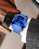 Relógio de quartzo aço luminoso banda malha relógio Touch Screen preto tecnologia relógio