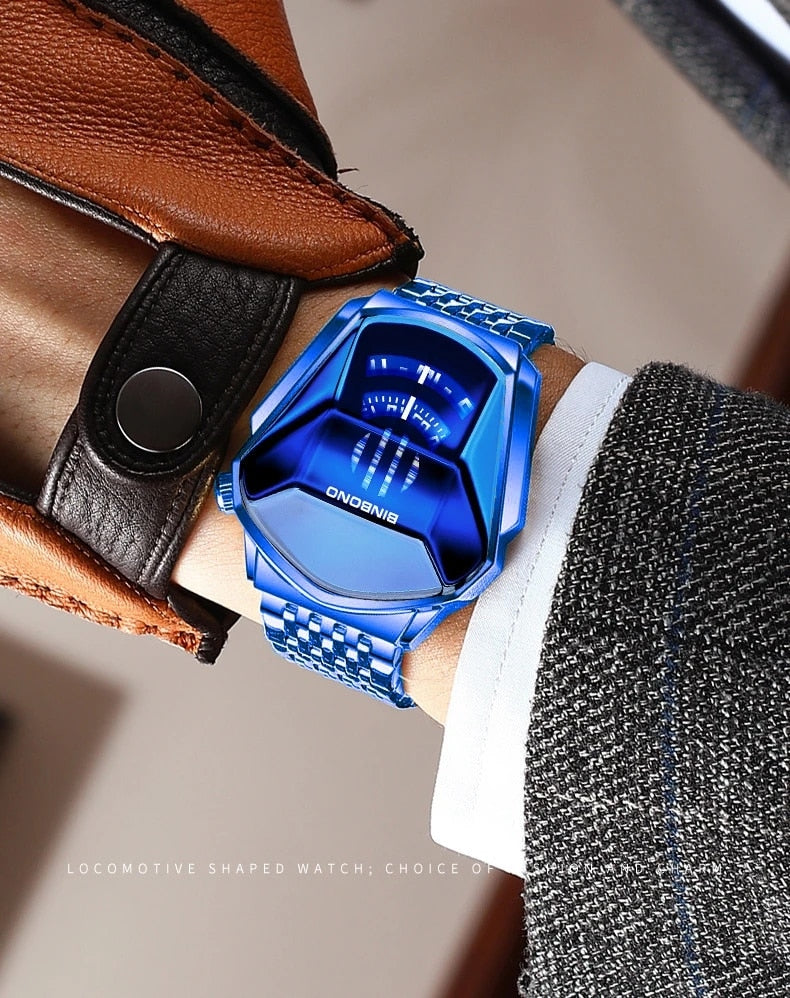 Relógio de quartzo aço luminoso banda malha relógio Touch Screen preto tecnologia relógio