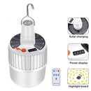 Lâmpada LED a luz solar de 100 W para áreas externas,portátil,recarregável por USB,com gancho para acampamento,serve para iluminar barraca ,é à prova d'água e economizadora de energia