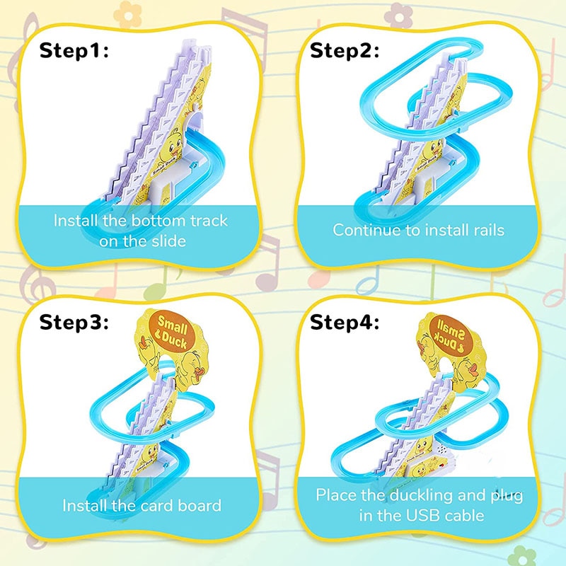 Pista Corrediça Elétrica,Brinquedo Para Meninos ou Meninas,os Patos Sobem as Escadas,Brinquedo do Bebê,Luzes LED,Música,Montanha Russa.