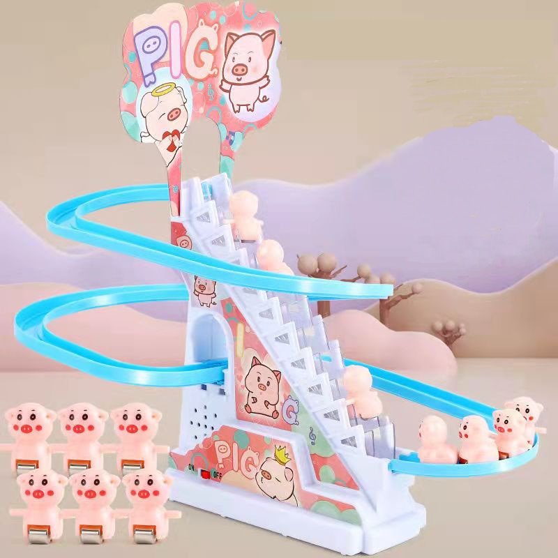 Pista Corrediça Elétrica,Brinquedo Para Meninos ou Meninas,os Patos Sobem as Escadas,Brinquedo do Bebê,Luzes LED,Música,Montanha Russa.