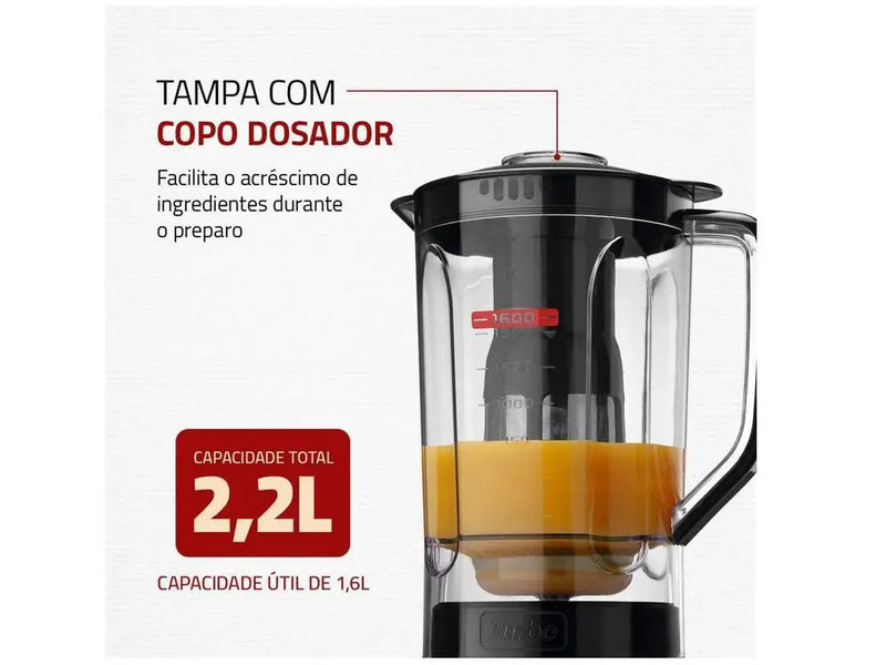Liquidificador Turbo Power Mondial L-99 FB Preto com Filtro de 3 Velocidades 550W - 110V