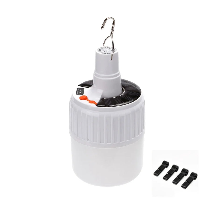 Lâmpada LED a luz solar de 100 W para áreas externas,portátil,recarregável por USB,com gancho para acampamento,serve para iluminar barraca ,é à prova d'água e economizadora de energia
