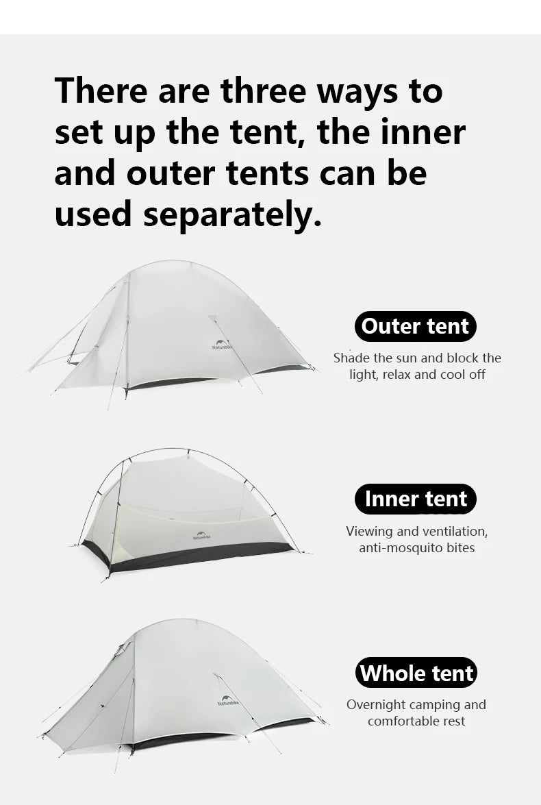 Barraca de Camping,Tenda para 2 Pessoas Ultraleve 20D para Acampamento,Pescas, à Prova D'água.