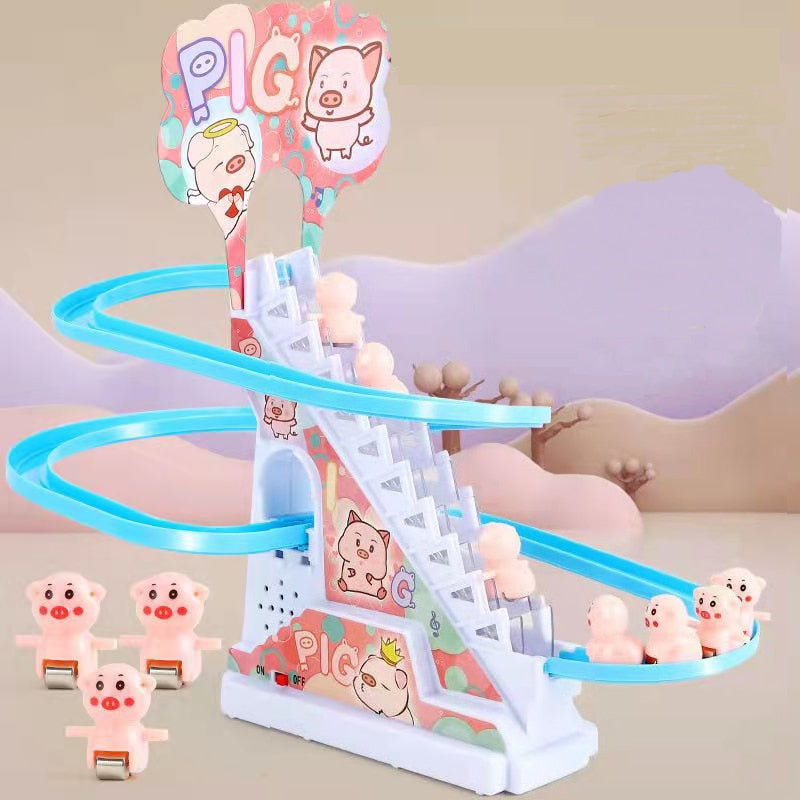 Pista Corrediça Elétrica,Brinquedo Para Meninos ou Meninas,os Patos Sobem as Escadas,Brinquedo do Bebê,Luzes LED,Música,Montanha Russa.