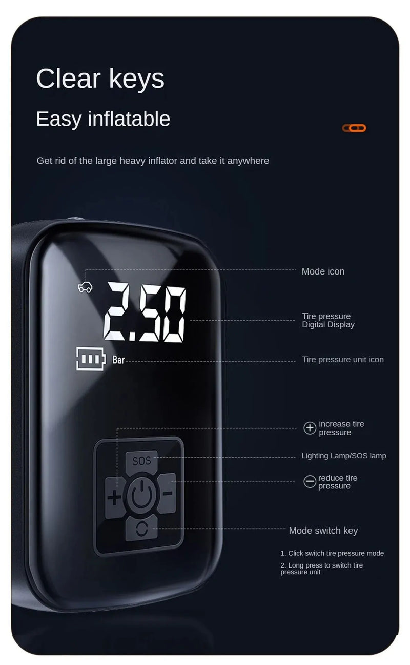 ⚽️🛞Compressor de ar portátil sem fio, bomba elétrica para inflar pneus de carros, motocicleta, bicicleta, barco, bolas⭐🚴