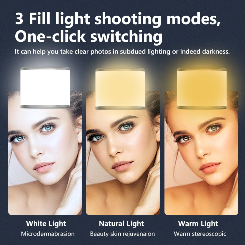 Tripé Telescópico com Luz de Preenchimento,Telefone Selfie Vara sem Fio BluetoothPortátil, Huawei, iPhone 13, Android, Xiaomi, Novo.