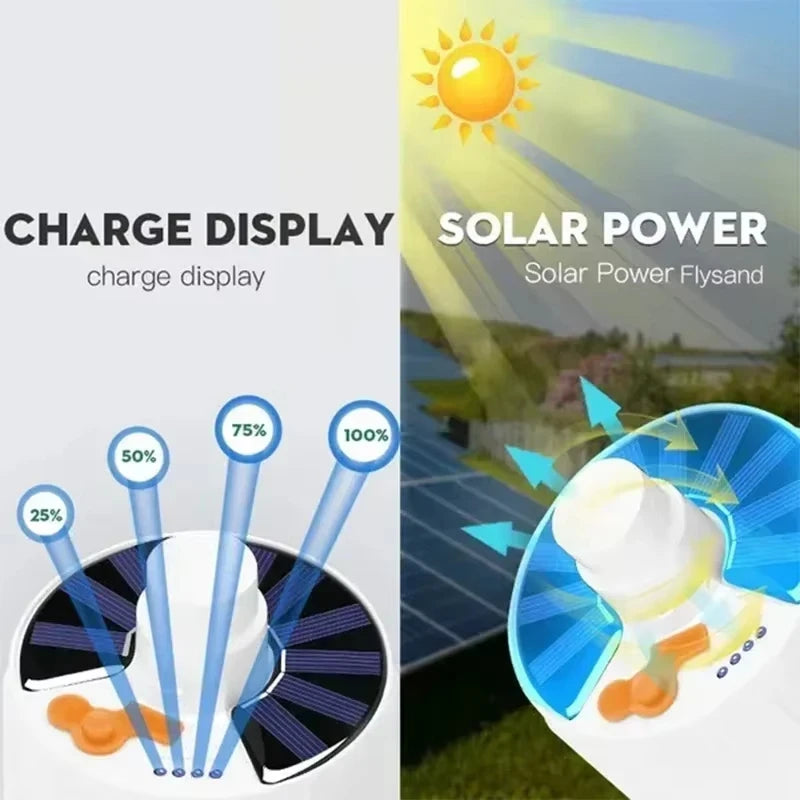 Lâmpada LED a luz solar de 100 W para áreas externas,portátil,recarregável por USB,com gancho para acampamento,serve para iluminar barraca ,é à prova d'água e economizadora de energia