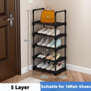 Sapateira simples multi-camada, calçado montado de bricolage, organizador de espaço, suporte preto, prateleira da sala de estar