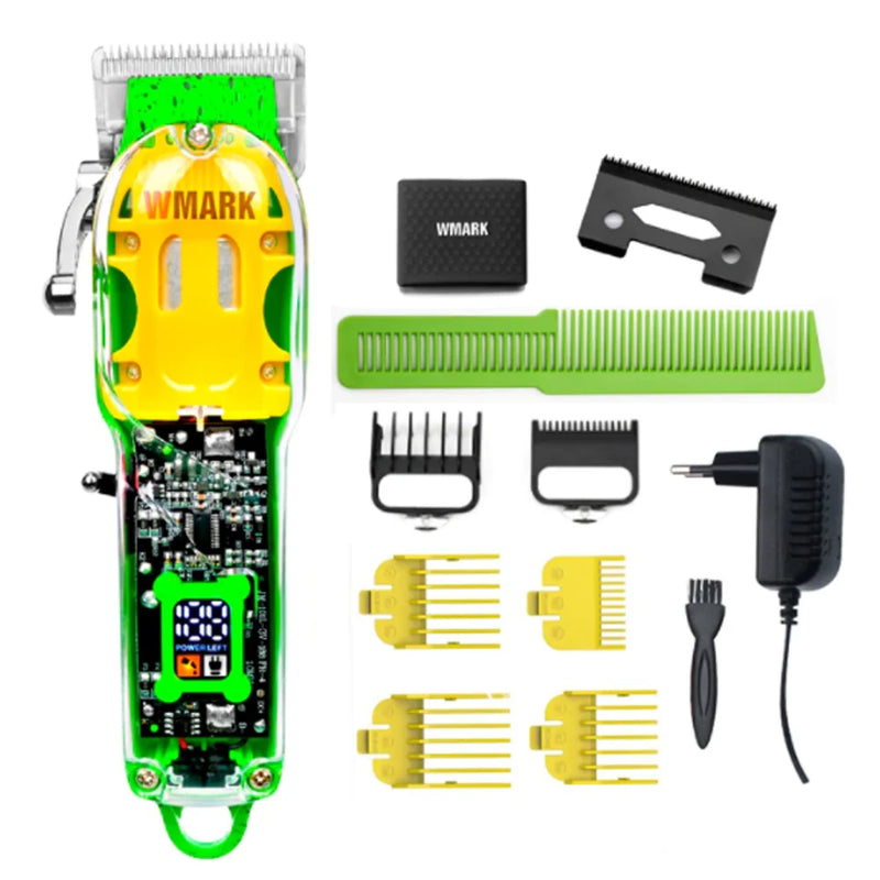 Wmark Ng308 Green Professional Hair Cutting Machine Transparent Trimmer Electric Shaver With Wire